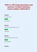 WRT & ASD Exam Questions and&NewLine;Answers Verified Solutions&NewLine;Latest Update &lpar;2026&sol;2027&rpar;