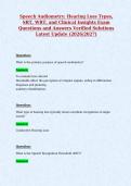 Speech Audiometry&colon; Hearing Loss Types&comma;&NewLine;SRT&comma; WRT&comma; and Clinical Insights Exam&NewLine;Questions and Answers Verified Solutions&NewLine;Latest Update &lpar;2026&sol;2027&rpar;&NewLine;