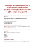 Radiologic Technologist Exam &lpar;ARRT&rpar; Questions and Correct Answers &lpar;Verified Answers&rpar; Plus Rationales 2026 Q&A &vert; Instant Download Pdf