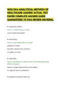 WGU D514 ANALYTICAL METHODS OF&NewLine;HEALTHCARE LEADERS ACTUAL TEST&NewLine;PAPER COMPLETE ANSWER GUIDE&NewLine;GUARANTEED TO PASS REVIEW MATERIAL