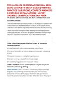 TIPS ALCOHOL CERTIFICATION EXAM 2026&ndash;2027 &vert; COMPLETE STUDY GUIDE &vert; VERIFIED PRACTICE QUESTIONS&comma; CORRECT ANSWERS & DETAILED EXPLANATIONS &vert; LATEST UPDATED CERTIFICATION EXAM PREP