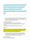 Colorado Marine Mechanic Certification &NewLine;Exam Practice Questions And Correct &NewLine;Answers &lpar;Verified Answers&rpar; Plus &NewLine;Rationale 2026 Q&A&vert; Instant Download &NewLine;Pdf 
