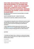 WGU D094 EDUCATIONAL PSYCHOLOGY AND DEVELOPMENT OF CHILDREN AND ADOLESCENTS &ndash; OBJECTIVE ASSESSMENT 2026&ndash;2027 &vert; COMPLETE STUDY GUIDE &vert; VERIFIED PRACTICE QUESTIONS&comma; ANSWERS & DETAILED SOLUTIONS &vert; LATEST UPDATED OA EXAM PREP