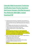 Colorado Mold Assessment Technician &NewLine;Certification Exam Practice Questions &NewLine;And Correct Answers &lpar;Verified Answers&rpar; &NewLine;Plus Rationale 2026 Q&A&vert; Instant &NewLine;Download Pdf  