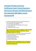 Colorado Painting Contractor &NewLine;Certification Exam Practice Questions &NewLine;And Correct Answers &lpar;Verified Answers&rpar; &NewLine;Plus Rationale 2026 Q&A&vert; Instant &NewLine;Download Pdf