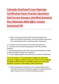 Colorado Overhead Crane Operator &NewLine;Certification Exam Practice Questions &NewLine;And Correct Answers &lpar;Verified Answers&rpar; &NewLine;Plus Rationale 2026 Q&A&vert; Instant &NewLine;Download Pdf 