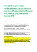 Colorado Quarry Operations &NewLine;Certification Exam Practice Questions &NewLine;And Correct Answers &lpar;Verified Answers&rpar; &NewLine;Plus Rationale 2026 Q&A&vert; Instant &NewLine;Download Pdf