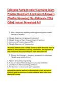 Colorado Pump Installer Licensing Exam &NewLine;Practice Questions And Correct Answers &NewLine;&lpar;Verified Answers&rpar; Plus Rationale 2026 &NewLine;Q&A&vert; Instant Download Pdf 