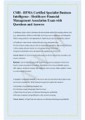 CSBI - HFMA Certified Specialist Business Intelligence - Healthcare Financial Management Association Exam with Questions and Answers