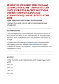 SENIOR TAX SPECIALIST &lpar;2026 TAX LAW&rpar; CERTIFICATION EXAM &vert; COMPLETE STUDY GUIDE &vert; VERIFIED PRACTICE QUESTIONS&comma; CORRECT ANSWERS & DETAILED EXPLANATIONS &vert; LATEST UPDATED EXAM PREP