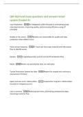 QM 363 Final Exam questions and answers latest&NewLine;update Graded A&plus;&NewLine;Lean Production -An integrated system focused on eliminating waste&comma;&NewLine;reducing inventory&comma; improving quality&comma; and increasing efficiency using JIT&NewLine;principles&NewLine;Quality at the source -Workers a