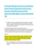 Colorado Siding Contractor Certification &NewLine;Exam Practice Questions And Correct &NewLine;Answers &lpar;Verified Answers&rpar; Plus &NewLine;Rationale 2026 Q&A&vert; Instant Download &NewLine;Pdf  