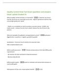 Quality Control Final Test Exam questions and answers&NewLine;latest update Graded A&plus;&NewLine;What is quality control and why is it important&quest; -- A way that we ensure&NewLine;that the results we are reporting are accurate - regular operational activities that&NewLine;ensure high-qua
