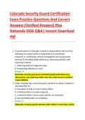 Colorado Security Guard Certification  &NewLine;Exam Practice Questions And Correct  &NewLine;Answers &lpar;Verified Answers&rpar; Plus  &NewLine;Rationale 2026 Q&A&vert; Instant Download &NewLine;Pdf   