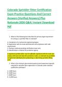 Colorado Sprinkler Fitter Certification &NewLine;Exam Practice Questions And Correct &NewLine;Answers &lpar;Verified Answers&rpar; Plus &NewLine;Rationale 2026 Q&A&vert; Instant Download &NewLine;Pdf 