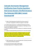 Colorado Stormwater Management &NewLine;Certification Exam Practice Questions &NewLine;And Correct Answers &lpar;Verified Answers&rpar; &NewLine;Plus Rationale 2026 Q&A&vert; Instant &NewLine;Download Pdf  