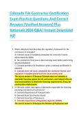 Colorado Tile Contractor Certification &NewLine;Exam Practice Questions And Correct &NewLine;Answers &lpar;Verified Answers&rpar; Plus &NewLine;Rationale 2026 Q&A&vert; Instant Download &NewLine;Pdf 