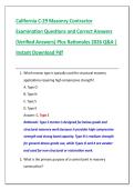 California C-29 Masonry Contractor &NewLine;Examination Questions and Correct Answers &NewLine;&lpar;Verified Answers&rpar; Plus Rationales 2026 Q&A &vert; &NewLine;Instant Download Pdf 