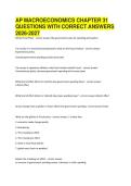 AP MACROECONOMICS CHAPTER 31 QUESTIONS WITH CORRECT ANSWERS 2026-2027