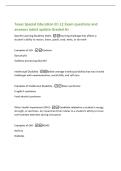 Texes Special Education EC-12 Exam questions and&NewLine;answers latest update Graded A&plus;&NewLine;Specific Learning Disability &lpar;SLD&rpar; -learning challenge that affects a&NewLine;student's ability to reason&comma; listen&comma; speak&comma; read&comma; write&comma; or do math&NewLine;Examples of SLD -Dyslexia