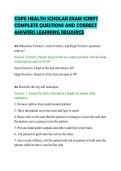 COPE HEALTH SCHOLAR EXAM SCRIPT&NewLine;COMPLETE QUESTIONS AND CORRECT&NewLine;ANSWERS LEARNING RESOURCE