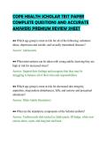 COPE HEALTH SCHOLAR TEST PAPER&NewLine;COMPLETE QUESTIONS AND ACCURATE&NewLine;ANSWERS PREMIUM REVIEW SHEET