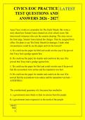 CIVICS EOC PRACTICE &NewLine;TEST QUESTIONS AND &NewLine;ANSWERS 2026 - 2027