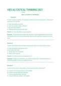 HESI A2 CRITICAL THINKING 2021
