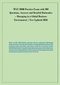WGU D080 Practice Exam with 200 &NewLine;Questions&comma; Answers and Detailed Rationales &ndash; Managing in a Global Business &NewLine;Environment &vert; New Updated 2026 
