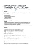 Certified Ophthalmic Assistant&vert; 200 Questions&vert; WITH COMPLETE SOLUTIONS