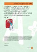 ANCC FNP 2025 ACTUAL EXAM VERSION 1 &NewLine;WITH 200 REAL EXAM QUESTIONS AND &NewLine;CORRECT ANSWERS &lpar;100&percnt; CORRECT &NewLine;ANSWERS GRADED A&plus;&rpar; ANCC FAMILY NURSE &NewLine;PRACTITIONER ACTUAL EXAM 22024&sol;2025 &NewLine;&lpar;NEW&excl;&excl;&rpar;