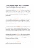 CLEP Human Growth and Development Exam 1 with Questions and Answers