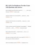 BLS AHA For Healthcare Provider Exam with Questions and Answers