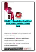 EDU 331 Teaching Reading Final Exam Questions & Answers &vert; EDU 331 &vert; 100&plus; Questions &vert; Science of Reading&comma; Phonics&comma; Phonemic Awareness&comma; Fluency&comma; Vocabulary & Reading Comprehension