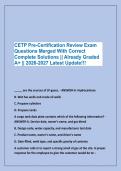 CETP Pre-Certification Review Exam &NewLine;Questions Merged With Correct &NewLine;Complete Solutions &vert;&vert; Already Graded &NewLine;A&plus; &vert;&vert; 2026-2027 Latest Update&excl;&excl;&excl;