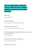 COSC 325 MECHANICAL UPDATED&NewLine;ACTUAL QUESTIONS AND CORRECT&NewLine;ANSWERS COMPLETE STUDY GUIDE&NewLine;RESOURCE