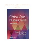 Critical Care Nursing&colon; A Holistic Approach 12th Edition by Morton Test Bank 2025&sol; 2026 100&percnt; Verified with Correct Questions and Answers with Solution Comprehensive Critical Care Nursing Exam Prep Study Guide