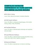 COSMETOLOGY INSTRUCTOR&NewLine;COMPREHENSIVE TEST PAPER QUESTIONS&NewLine;WITH VERIFIED SOLUTIONS RESOURCE