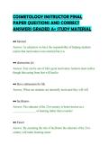 COSMETOLOGY INSTRUCTOR FINAL&NewLine;PAPER QUESTIONS AND CORRECT&NewLine;ANSWERS GRADED A&plus; STUDY MATERIAL