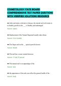 COSMETOLOGY STATE BOARD&NewLine;COMPREHENSIVE TEST PAPER QUESTIONS&NewLine;WITH VERIFIED SOLUTIONS RESOURCE&NewLine;