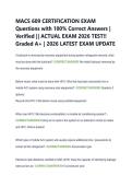 MACS 609 CERTIFICATION EXAM &NewLine;Questions with 100&percnt; Correct Answers &vert; &NewLine;Verified &vert;&vert; ACTUAL EXAM 2026 TEST&excl;&excl; &NewLine;Graded A&plus; &vert; 2026 LATEST EXAM UPDATE 