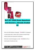 SLP 251 Practice Exam Questions & Answers &vert; SLP 251 &vert; 180&plus; Questions &vert; Language Development&comma; Phonology&comma; Morphology&comma; Syntax&comma; Semantics&comma; Pragmatics & Speech Science &vert; Speech-Language Pathology