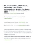 ME 351 Final EXAM&comma; MOST TESTED &NewLine;QUESTIONS AND VERIFIED &NewLine;SOLUTIONS&sol;GET IT 100&percnt; ACCURATE&excl;&excl; &NewLine;2026&excl;&excl; 
