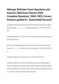 Med gas Refresher Exam Questions and &NewLine;Answers 2026 Exam Newest 2026 &NewLine;Complete Questions &vert; With 100&percnt; Correct &NewLine;Answers graded A&plus; Guaranteed Success&excl;&excl; 