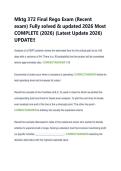 Mktg 372 Final Rego Exam &lpar;Recent &NewLine;exam&rpar; Fully solved & updated 2026 Most &NewLine;COMPLETE &lpar;2026&rpar; &lpar;Latest Update 2026&rpar; &NewLine;UPDATE&excl;&excl; 