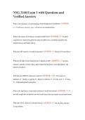 NSG 3160 Exam 1 with Questions and Verified Answers
