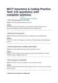 NCCT Insurance & Coding Practice Test&vert; 125 questions&vert; with complete solutions