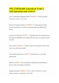 NSG 3160 Health Assessment Exam 1 with Questions and Answers