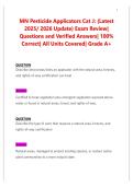 MN Pesticide Applicators Category J &lpar;Latest 2025&sol; 2026 Update&rpar; Exam Review Questions and Answers Test Bank 100&percnt; Verified with Correct Solutions Comprehensive Certification Exam Prep Study Guide