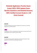 Pesticide Applicators Practice Exam &lpar;Latest 2025&sol; 2026 Update&rpar; Exam Review Questions and Answers Test Bank 100&percnt; Verified with Correct Solutions Comprehensive Certification Prep Study Guide